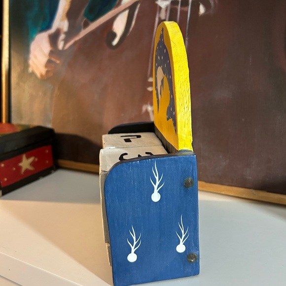 Handmade Wooden Dolphi Perpetual Desk Calendar Movable Blocks Folk Art indinesia - Picture 2 of 11